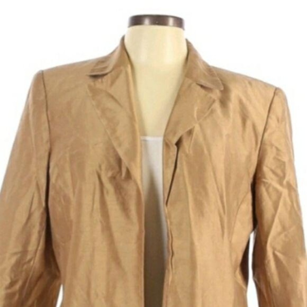 Vtg 90s Old Money Silk Boxy Boyfriend Metallic Blazer Sz 12 Corporate Chic - Picture 4 of 11